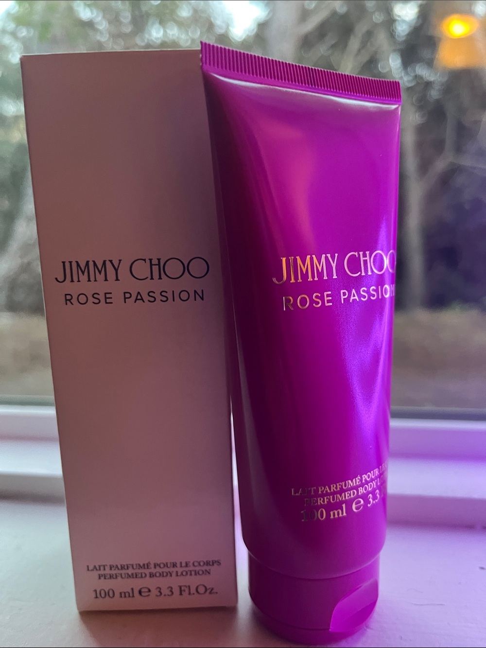 Jimmy Choo Rose Passion Perfumed Body Lotion - Fuchsia Tube with Gold Lettering
